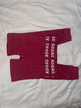 Adidas Women’s Burgundy Leggings with Logo Waistband
